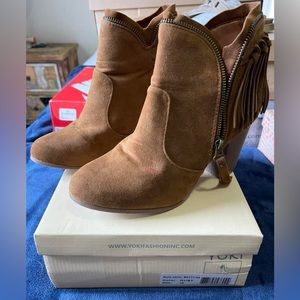 Yoki Tan suede Fringe Women’s Booties 10